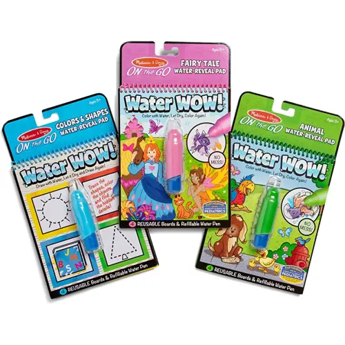 Melissa & Doug On the Go Water Wow! Reusable Water-Reveal Activity Pads, 3-pk, Colors and Shapes, Fairy Tales, Animals - Travel Toys, Stocking Stuffers, Mess Free Coloring For Kids Ages 3+