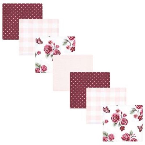 Little Treasure Hudson Baby Girls Cotton Poly Flannel Receiving Blankets Multipack, Red Sweet Roses, 30x30 inches