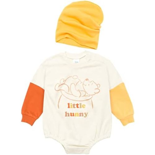 Disney Junior Baby Girls French Terry Bubble Romper Oversized Bodysuit & Hat Newborn to Infant Sizes (Newborn - 24 Months)