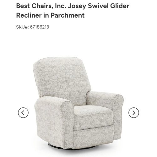 Best Chairs, Inc. Josey Swivel Glider Recliner in Parchment | NFM