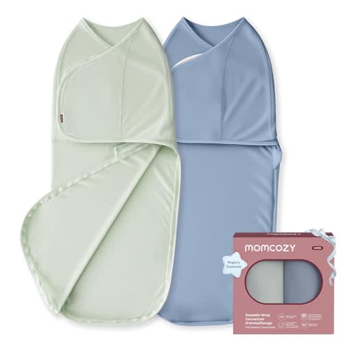 Momcozy Swaddles for Newborns, Quiet Fastener Swaddle Suitable for Infant 0-3 Months, New-Parent-Friendly Sleep Sack, Reduce Startle Reflex, Newborn Boys Girls Registry Essentials, 2-Pack, Serenity