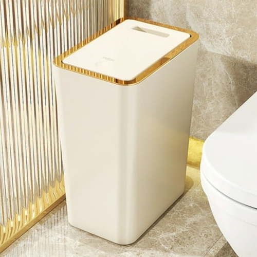 Coollooc 2.8 Gallon Bathroom Trash Can with Lid, 10.5 Liters Slim Garbage Can with Press Top, Dorm Room Small Trash Bin, Plastic Waste Basket for Bathroom, Office, Bedroom, Kitchen, Living Room