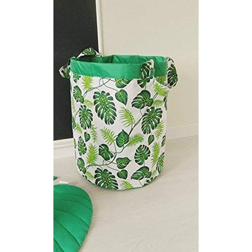 Monstera leaf fabric handmade basket Botanical nursery Tropical print Basket for toys Toy storage Laundry basket Storage bin Laundry bag Palm
