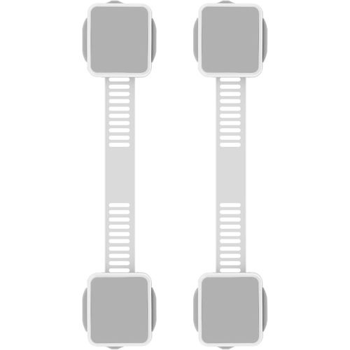 2 Pack Baby Proofing Safety Locks Child Safe for Cabinet Drawer Fridge Oven Dishwasher Doors, Toilet Seat & Lid, Adjustable Furniture Latches and Straps, 3M Adhesive No Drilling Button,Unlock Design