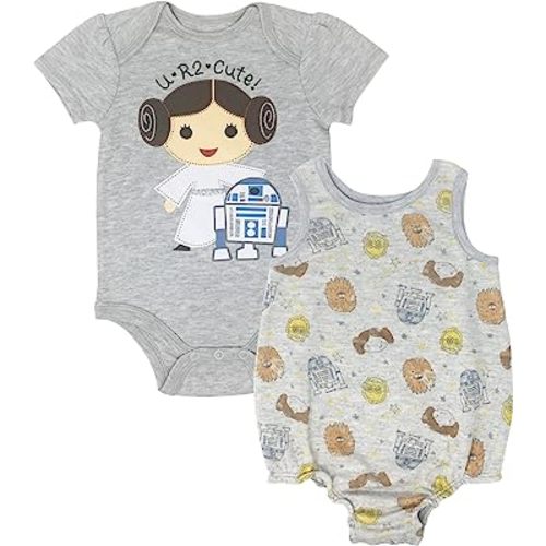 STAR WARS Princess Leia Infant Baby Girls Bodysuit & Sleeveless Romper Set