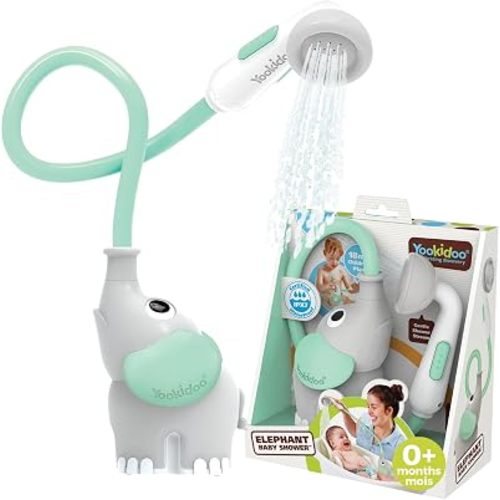 Yookidoo - Elephant Baby Bath Shower Head - Compact & Portable Baby Shower and Toy - Suitable for Newborns, Infants, and Toddlers - from Birth - Teal - 40212