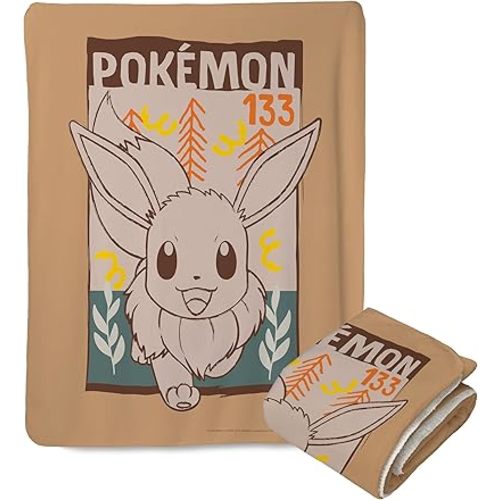 Northwest Pokemon Mink Sherpa Throw Blanket, 50" x 60", Eevee in The Wild
