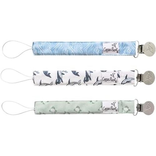 Binky Clip 3 Pack Set "Cove" by Copper Pearl