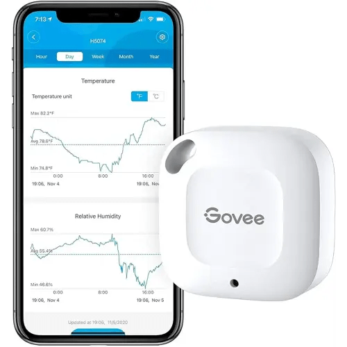Govee Bluetooth Hygrometer Thermometer, Wireless Thermometer, Mini Humidity Sensor with Notification Alert, Data Storage and Export, 262 Feet Connecting Range