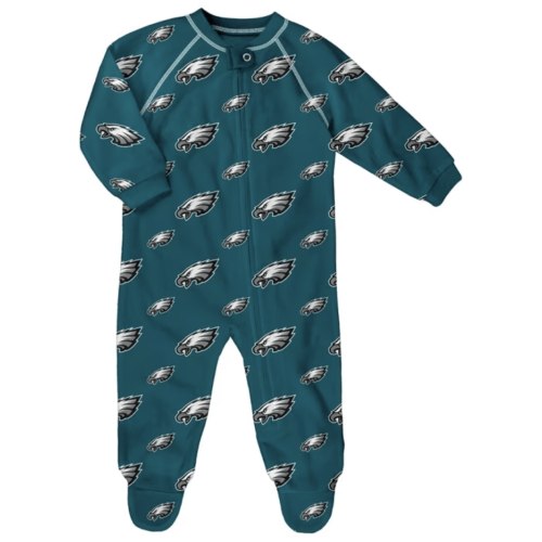 Philadelphia Eagles MIDNIGHTGREEN Baby Raglan Romper Pajamas