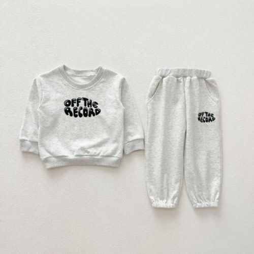 MyKids-USA Casual and Versatile Two-Piece Set: Letters Print Top Pullover and Pants for Baby and Toddlers Grey 90