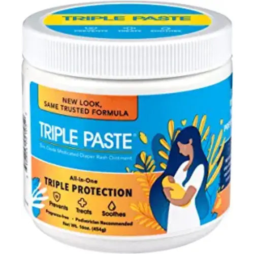 Triple Paste Diaper Rash Cream for Baby - 16 Oz Tub - Zinc Oxide Ointment Treats, Soothes and Prevents Diaper Rash - Pediatrician-Recommended Hypoallergenic Formula with Soothing Botanicals