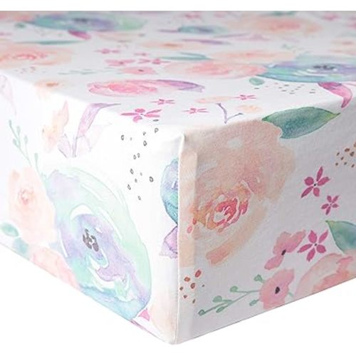 Premium Knit Baby Crib Sheets for Boys and Girls by Copper Pearl: Breathable and Soft, Fitted Crib Sheets for Standard Baby Mattresses, Crib Sheet for Baby Registry or Shower Gift, Bloom