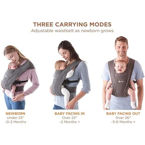 Ergobaby Embrace Cozy Newborn Essentials Baby Carrier Wrap (7-25 Pounds), Ponte Knit, Cream