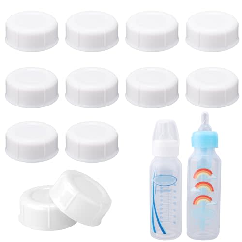 12pcs Travel Bottle Caps for Dr. Brown's & Medela Narrow Bottles, Leak-Proof BPA Free Bottle Caps with Sealing Gasket Bottle Lids Replacement Parts Ideal Bottle Accessories(White)