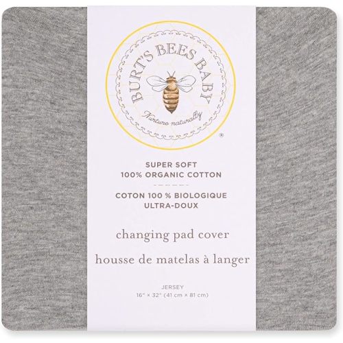 Burt's Bees Baby Unisex Baby Gift Set - Crib Sheet, Changing Pad Cover & Burp Cloths, 100% Organic Cotton Essentials Bundle