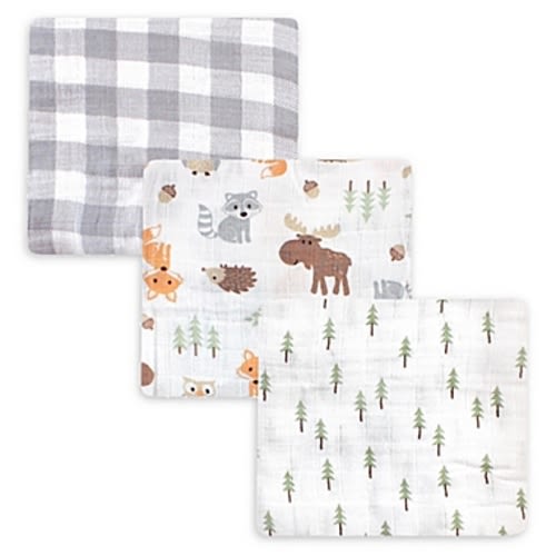 Hudson Baby® 3-Pack Woodland Muslin Swaddle BlanketsHudson Baby® 3-Pack Woodland Muslin Swaddle Blankets