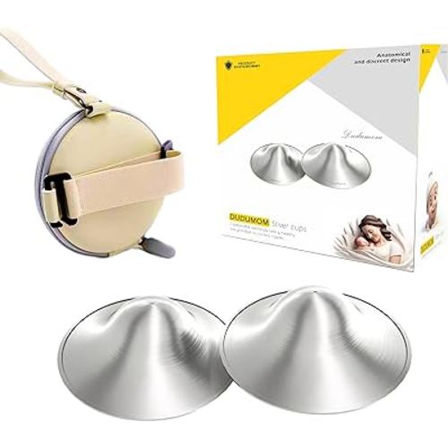 Silver Nursing Cups - Nipple Shields for Nursing Newborn - Soothe and Protect Your Nursing Nipples-Large