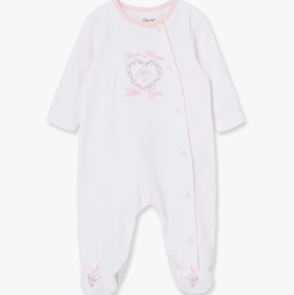 Little Me Baby Girls 100% Cotton Footie Sleeper, Preemie to 9 Months