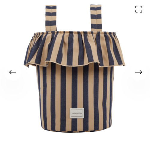 Basket Stripes - Navy + Caramel - Minicoton