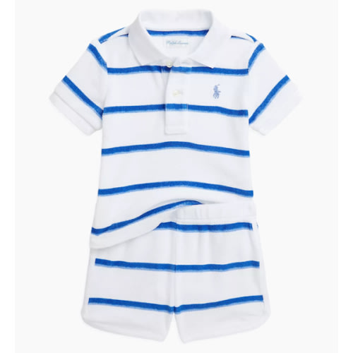 Shop Polo Ralph Lauren Baby Boy's Striped Terry Polo & Shorts Set | Saks Fifth Avenue