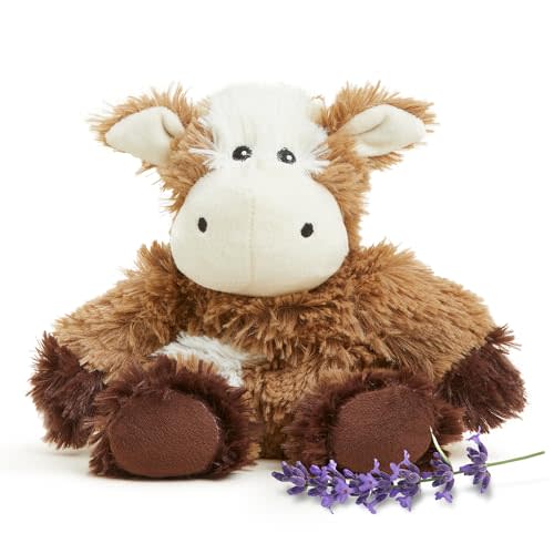 warmies Junior Microwavable & Weighted Stuffed Animals, Cow - Heated Stuffed Animal Plushie for Warmth & Comfort - Cute Soft Plush Toys for Adults & Children (Boys, Girls, Babies & Toddlers)