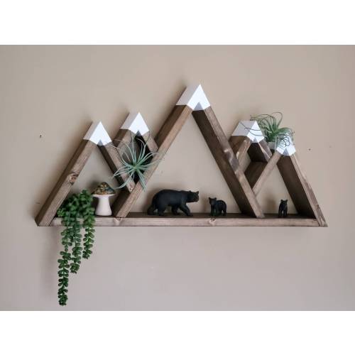 Wooden 5-Peak Mountain Shelf, Rustic Wooden Shelves, Geometric Shelves, Nursery Wall Art, Nursery Shelves, Mountain Wall Decor, Camping Gift
