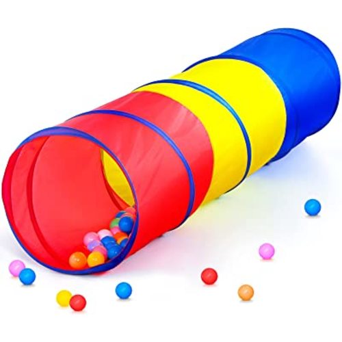 PigPigPen Pop Up Play Tunnel Tent for Toddlers Babies or Dogs, Indoor & Outdoor Toys for Kids Backyard Playset. (Red,Yellow,Blue)