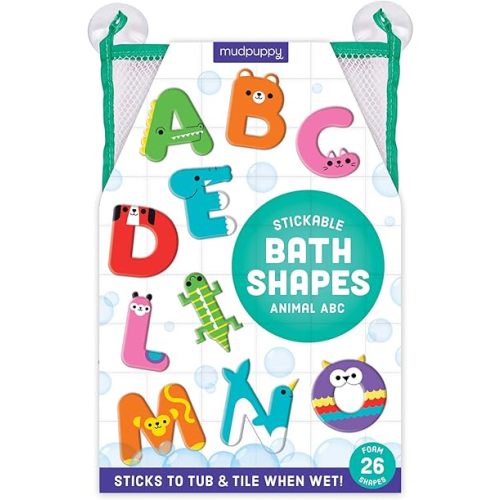 Mudpuppy Animal ABC Stickable Foam Shapes, 26 Foam Alphabet Letters with Mesh Storage Bag – Fun Bath Toys for Toddlers – Learning Activity for Ages 3+, Cactus