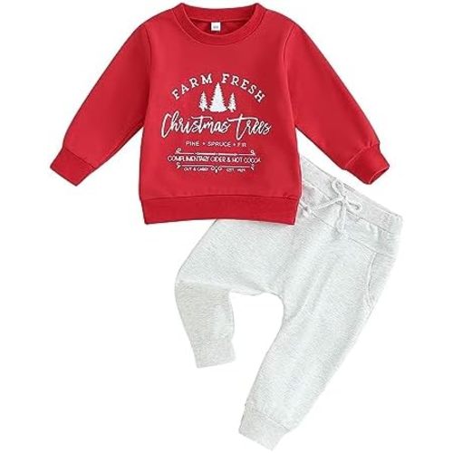TheFound Christmas Baby Boy Girl Outfit Xmas Fall Winter Pullover Sweatshirt Warm Pant Newborn Toddler Baby Christmas Clothes