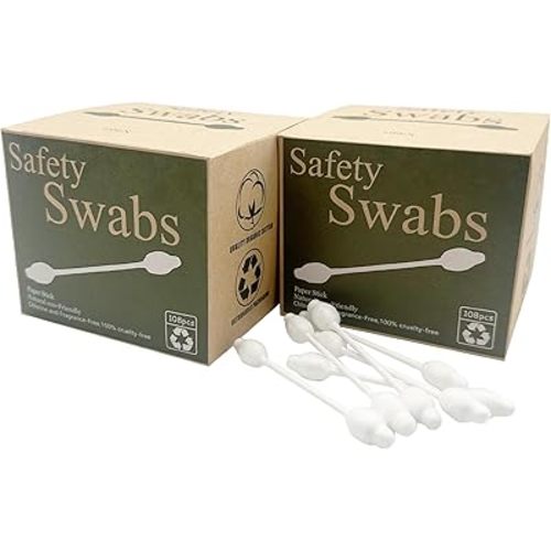 2 Packs Safety Cotton Swabs with Large Tip, Baby Cotton Buds 216pcs