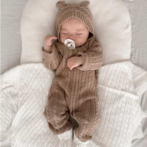 Luna + Luca Baby Bear Jumpsuit - Acorn