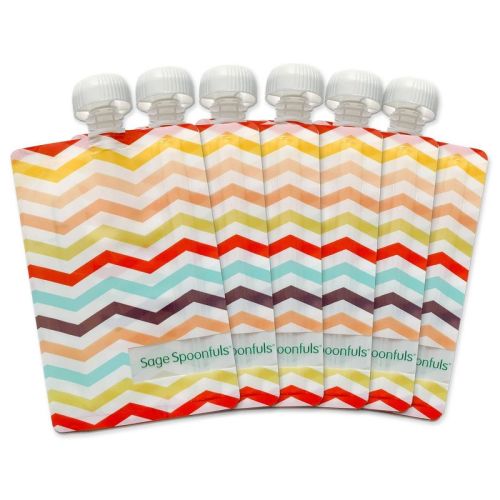 Sage Spoonfuls Reusable Baby Food Pouches - Chevron - 6pk