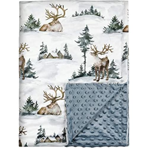 Baby Blankets for Boys and Girls, Deer Super Soft Nursery Minky Blanket for Newborn Baby, Double Layer with Dotted Backing, Essentials Receiving Bed Throw Blanket Crib Shower Gifts, 30 x 40 Inch