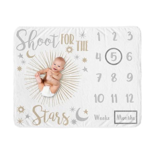 Sweet Jojo Designs Girl Baby Milestone Blanket Celestial Grey And Gold