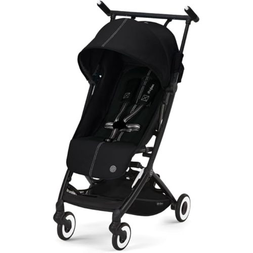 Cybex Libelle Lightweight pockit Travel Baby Stroller - Carry-On Compliant Compact Fold, One-Hand Adjustable Recline - Compatible with CYBEX Car Seats, Moon Black
