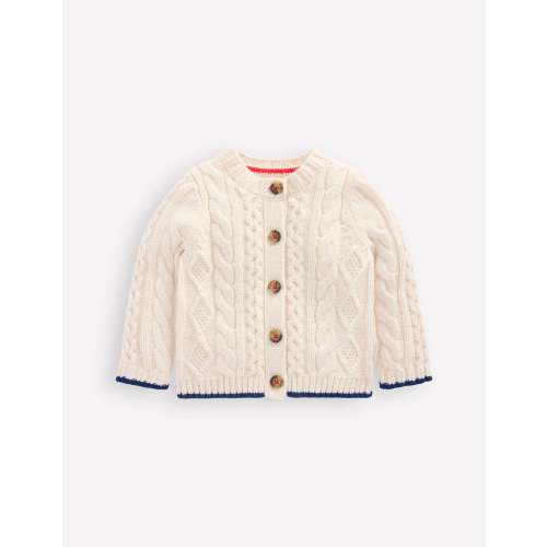 Heritage Cable Cardigan-Ecru Marl
