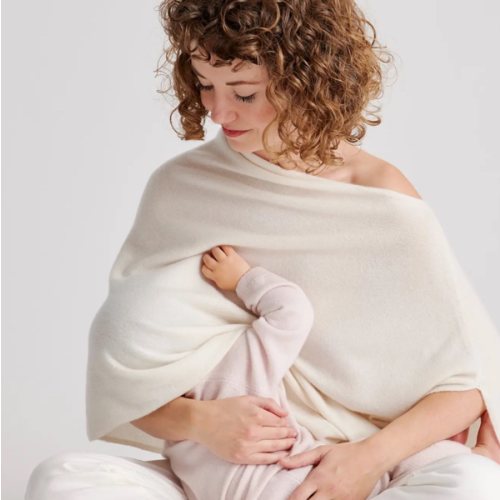 Ivory Mongolian Cashmere Nursing Shawl