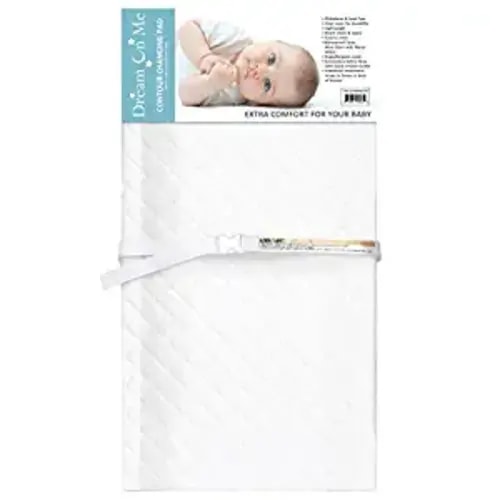 Dream On Me Two Sided Contour Changing Pad 2022 / White/Non Skid Bottom/Restraining Strap/Waterproof Cover - Snow White