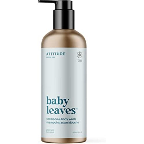 ATTITUDE Baby 2-in-1 Shampoo and Body Wash, EWG Verified, Dermatologically Tested, Vegan, Good Night, Aluminum Bottle, 473 mL
