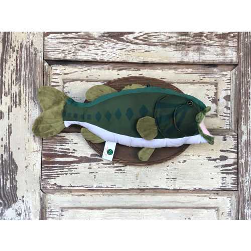 Plush Largemouth Bass Wall Mount, Kids Room, Nursery, Fishing Hunting Decor