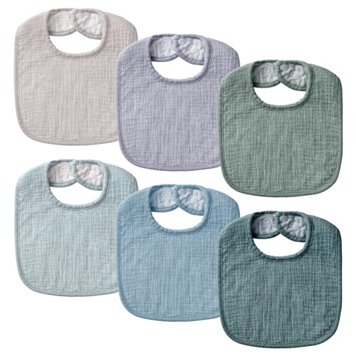 POIKSHARK Muslin Baby Bibs for Unisex Boys Girls, Soft Cotton Baby Drool Bibs, Drooling and Teething Bibs for Infant, Newborn