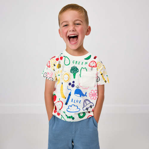 Coloring Crew Relaxed Pocket Tee | Little Sleepies