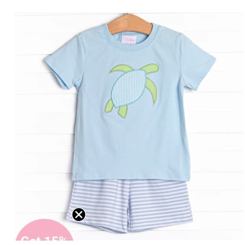 Sea Surfer Applique Short Set, Blue – Stitchy Fish