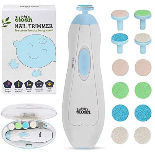 Baby Nail Trimmer File Electric - [Upgraded] Safe Nail Clippers with 12 Units Gift for Newborn Toddler Kids or Women Toes and Fingernails, Care, Polish and Trim, AA Battery Operated (Not Include) - Blue