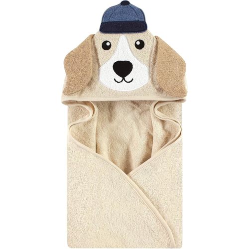 Hudson Baby Unisex Baby Cotton Animal Face Hooded Towel, Baseball Dog, One Size