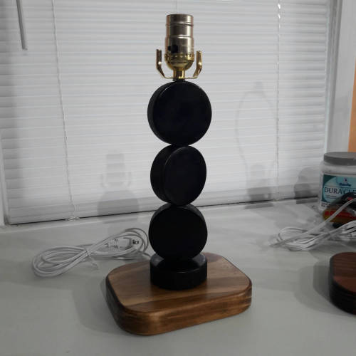 Hockey lamp , pucks (shade sold separately) can now be personalized with a name and/or #.  Hockey puck lamp.  Shades are 9.5" x 5" x