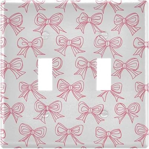 Cute Pink Bows 2-Gang Light Switch Cover,Toggle Wall Plates Cover,Outlet Covers,Polycarbonate Thermoplastic,21219887