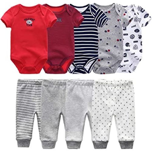 Baby Layette Set Baby Boys' 9-Piece Bodysuits Pants Set Toddler Girl Boy Unisex Baby Gift Sets