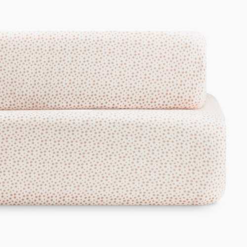 Bellini Organic Jersey Cotton Crib Sheet and Changing Pad Cover Set - Tan Dots